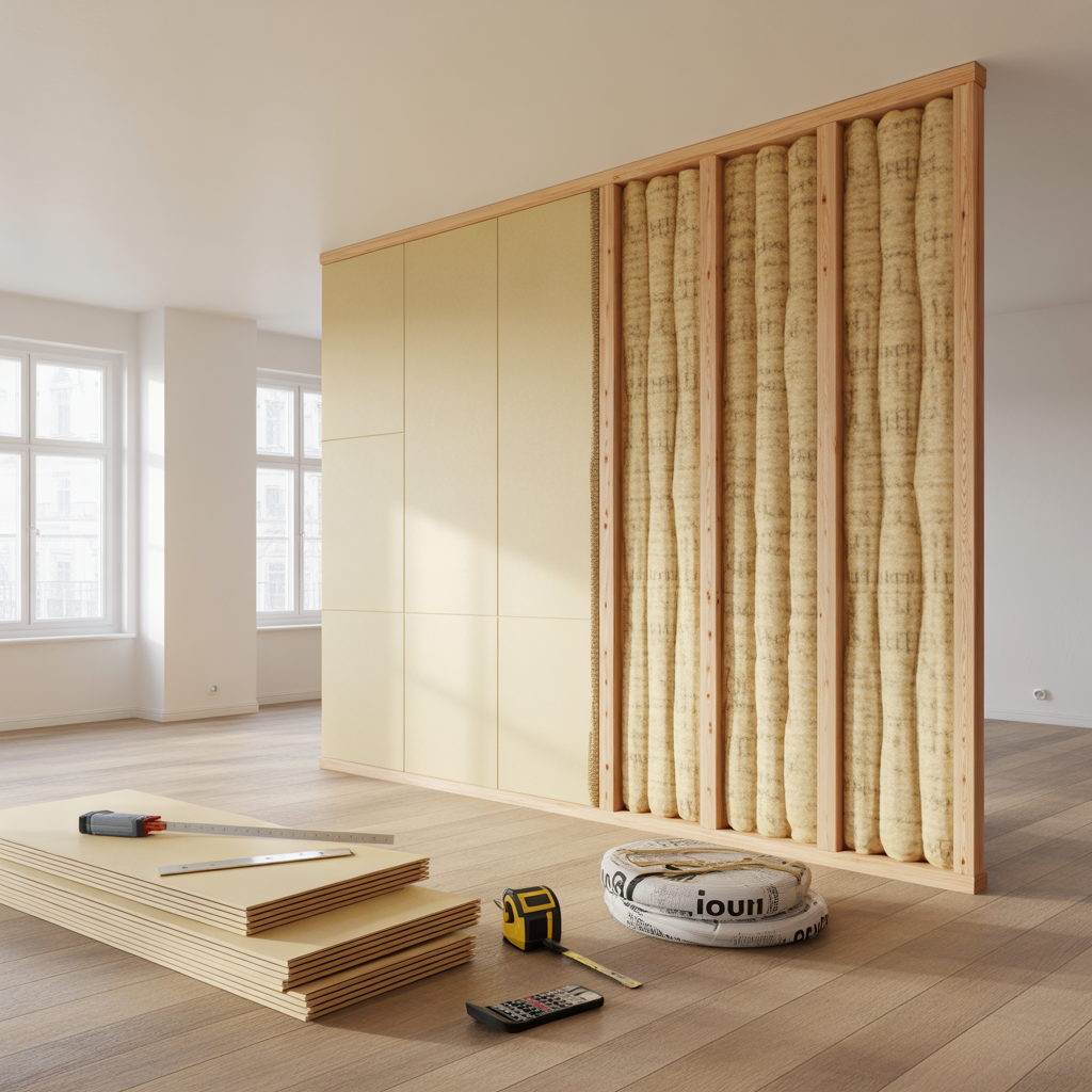 bygga innervagg med ljudisolering steg och kostnad